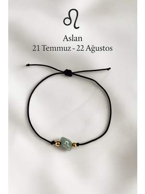 Femenino Aslan Burcu Doğal Aventurin Taşlı Altın Kaplama Boncuklu Şans Bilekliği – Özel Kutulu