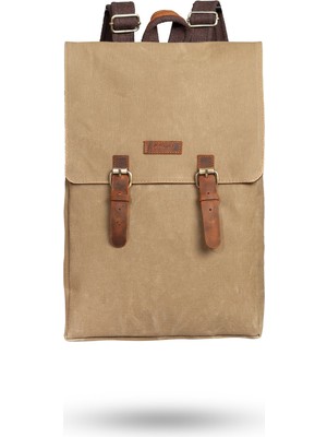Gillario Design 02 15.6 Inch Camel Kanvas Laptop Sırt Çantası
