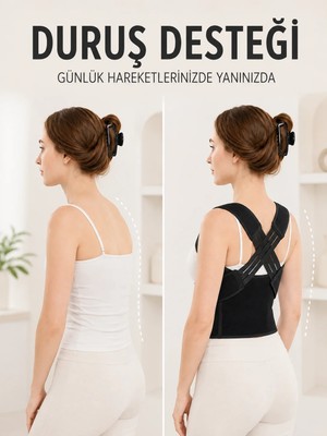Marsilyan Postür Dik Duruş Korsesi Sırt Destekli Ayarlanabilir Lastikli Bel Korsesi