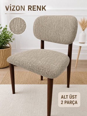 Arife Home Elma Sandalye Kılıfı Yıkanabilir Esnek Lastikli Mutfak Salon Restoran Lokanta Sandalye Örtüsü Alt Üst 2parça Takım