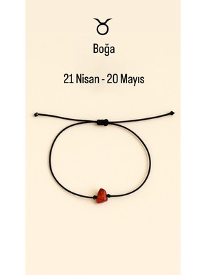 Femenino Boğa Burcu Gerçek Doğal Akik Taşlı Şans Bilekliği - Özel Kutulu