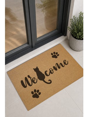 Reflexa Kapı Önü Halı Paspas "welcome" Yazılı Kedi Desenli 60 x 40