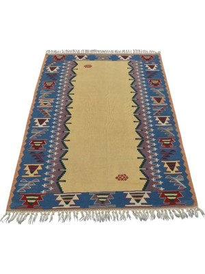Zehra Abla Halı El Dokuma Nadir Farklı Kompozisyon Izmir Yün Kilim 5408 RENKLI-110 x 170