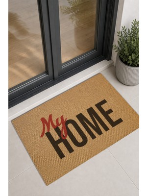 Reflexa Kapı Önü Halı Paspas "my Home" Yazılı Kırmızı Detaylı 60 x 40
