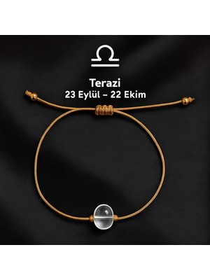 Femenino Terazi Burcu Gerçek Doğal Kristal Kuvars Taşlı Şans Bilekliği - Özel Kutulu