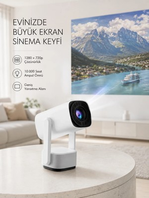 Akıllı Bayi 720P Hd Projeksiyon Cihazı – Uzun Ömürlü Ampul, Canlı Renkler ve Evde Sinema Keyfi