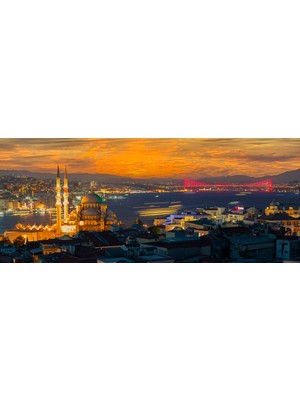 Aden Dijital Dekoratif Manzara Yeni Cami ve Boğaz Köprüsü Kanvas Tablo