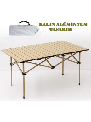 Büyük Boy Gold Alüminyum Katlanır Kamp Masası, 95X55X50 Cm, Piknik Seti, Çanta Tipi