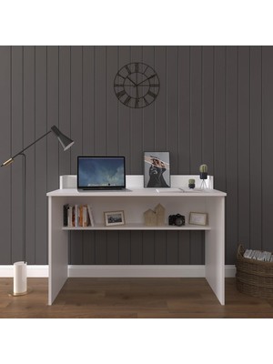 Asra Trend Beyaz Çm-01 Alt Raflı Bilgisayar ve Çalışma Masası 120X60 cm Geniş TABLA%100 Mdflam Modern Ofis ve Öğrenci Çalışma Istasyonu