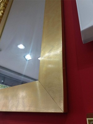 M3 Decorium Büyük Rustik 124X64 cm Altın Yaldız Varak Boy Salon Antre Komodin Etajer Portmanto Duvar Boy Aynası