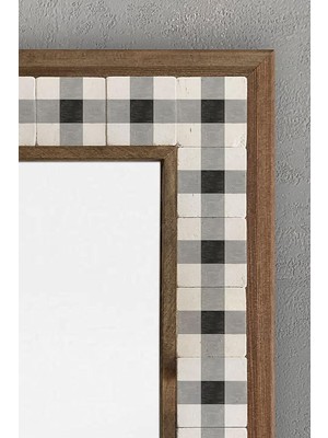 Oscar Stone Decor Masif Çerçeveli Mozaik Taş Ayna 43 cm x 63 cm Seramik Desenli