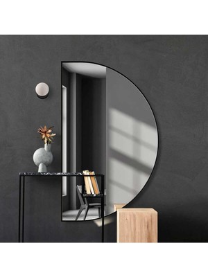 Yarım Ay Aynaasimetrik Dekor Ayna/konsol Aynası Siyah 60 x 80