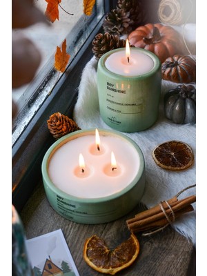 2'li Beton Saksı Içinde Lavanta Kokulu Soya Wax Mum Seti Dekoratif Hediyelik (Yeşil)