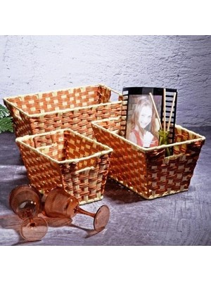 Wicker Serisi SPT-161 Diktördgen 3'lü Set Hasır Sepet