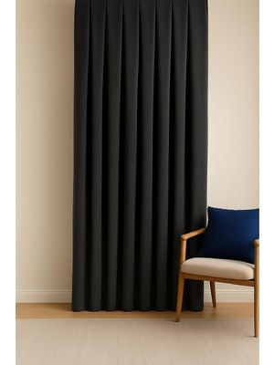 Cortibo Barcelona Kadife Dokulu Fon Perde Antrasit (Pilesiz), 140 x 270