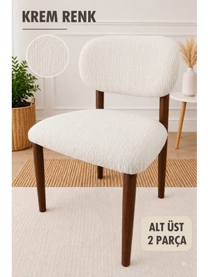 Arife Home Elma Sandalye Kılıfı Yıkanabilir Esnek Lastikli Mutfak Salon Restoran Lokanta Sandalye Örtüsü Alt Üst 2parça Takım