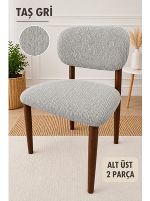Arife Home Elma Sandalye Kılıfı Yıkanabilir Esnek Lastikli Mutfak Salon Restoran Lokanta Sandalye Örtüsü Alt Üst 2parça Takım