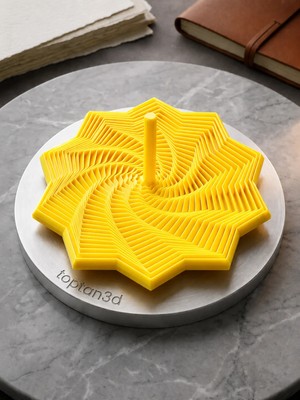 Toptan3D Spiral Fidget Oyuncak - 10 Kenarlı Yıldız Illüzyonlu Stres Oyuncağı - Overthink Için Rahatlatıcı Ses - Parlak Sarı