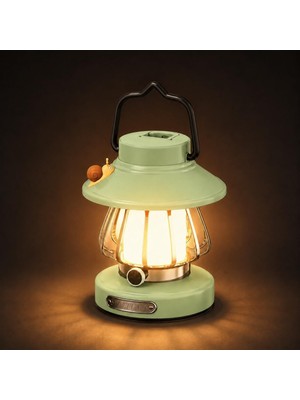 Şarjlı LED Gece Lambası Type-C USB Girişli 2W Dekoratif Masa Lambası, 3 Kademeli Renk Sıcaklığı Ayarlı Salyangoz Figürlü Çok Amaçlı Askı Kancalı | GL323 (Pastel Yeşil)