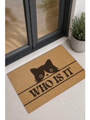 Reflexa Kapı Önü Halı Paspas "who Is It" Yazılı Kedi Desenli 60 x 40