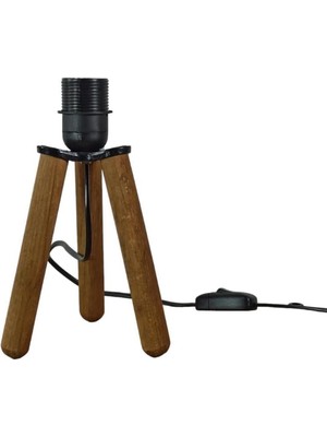 Bohhem Ahşap Tripod Abajur Ayağı Klasik Ahşap