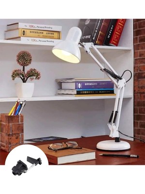 Minihome Esnek Ayarlanabilir 360 Derece Dönebilen Kıskaçlı Akrobat Masa Lambası (Beyaz)