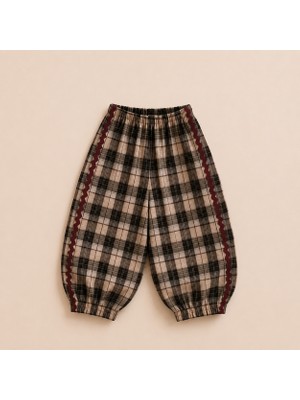 Ozzy Kids Kız Çocuk Ekoseli Şalvar Pantolon