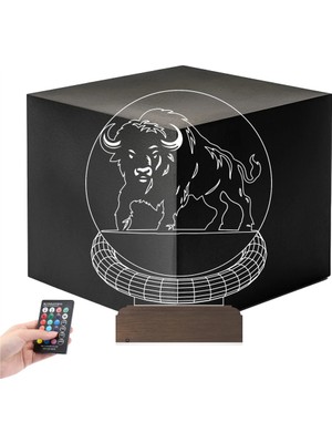 Luvivia Bufalo Tasarım 3D Lamba - Masa Gece Lambası