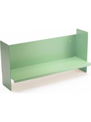 Yeşil Metal Duvar Rafı - Masa Üstü Kitaplık ve Çok Amaçlı Ofis Düzenleyici 21X50 cm