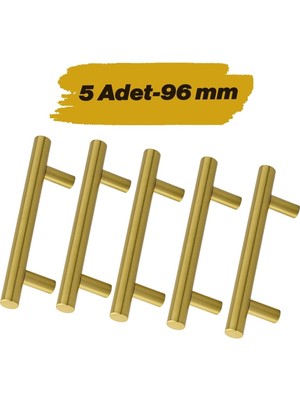 Mobilya Mutfak Çekmece Dolap Dolabı Kulbu Kulpu Kulpları (96 mm - 9.6 Cm) Gold Altın Metal (5 Adet)