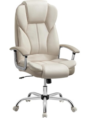 Ofis Sandalyesi, Çalışma Masası Sandalyesi, Kolçaklı Oyun Sandalyesi, Bilgisayar Sandalyesi, Müdür Koltuğu, Yüksekliği Ayarlanabilir, Ev Ofisi, Çalışma Odası, Krem Beyazı, Kamel Kahverengisi
