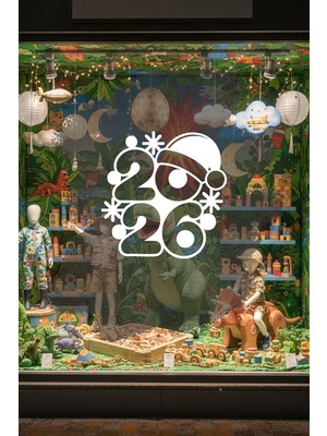 2026 Yeni Yıl Koleksiyonu Cam Sticker, Dekoratif Kendinden Yapışkanlı Folyo, Kış Temalı Duvar ve Vitrin Çıkartması, Sökülebilir Özel Kesimli (70X70)