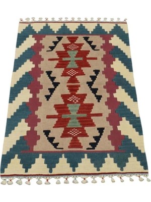 Zehra Abla Halı Yeni El Dokuma Şaheser Pınarbaşı Kayseri Yün Kilim 5496 Renkli-75 x 120