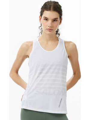 Salomon Sense Aero Singlet Gfx Kadın Beyaz Koşu ATLET.7122