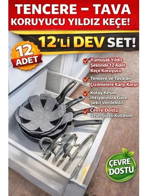 Wooly Life 12’li Tencere Tava Koruyucu Seti – Çizilmeyi Önleyen Keçe | Mutfak Düzenleyici, Tencere Arası