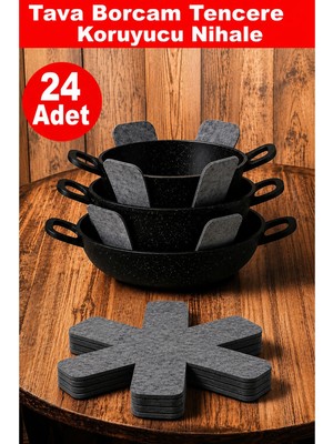 Wooly Life Tencere Tava Borcam Tabak Cam Koruyucu Çizdirmez Keçe 30X30 24LÜ Set