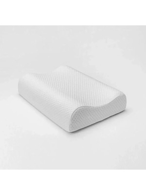 Çift Taraflı Ortopedik Visco Yastık, 60X40X14/12 Cm, Boyun Destekli, Beyaz