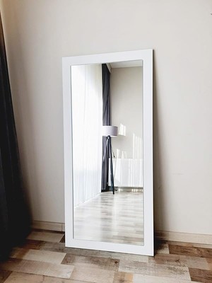 Dfn Wood Mdf Dikdörtgen Beyaz Duvar Salon Boy Aynası 140X60 cm