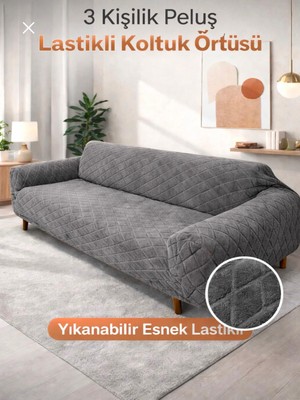 Seltenet Yumuşacık Welsoft Lastikli 3 Kişilik Koltuk Örtüsü Kaymaz Esnek ve Yıkanabilir Koltuk Kılıfı