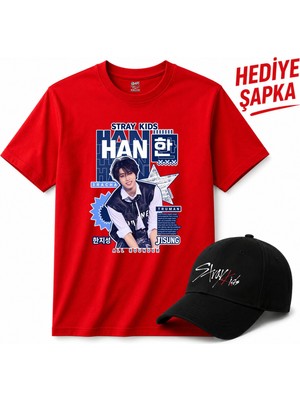 BarsDepo Straykids Han Thıs That Tişört, Premıum Kalite Unisex Çocuk / Yetişkin (Şapka Hediyeli)