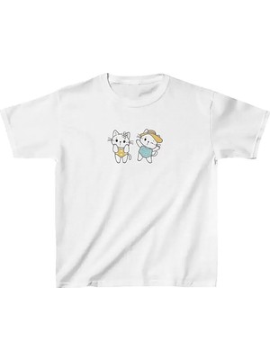 Zamerya Unisex Çocuk Baskılı T-Shirt - Beyaz