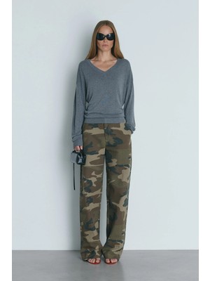 Suud Collection Renkli Kamuflaj Desenli Gabardin Pantolon