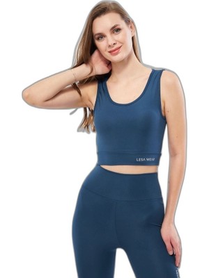 Zamerya Kolsuz Sporcu Baskılı Crop - Turkuaz