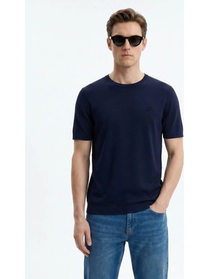 Ted Baker Lacivert Erkek Bisiklet Yaka T-Shirt TBMRKW2014