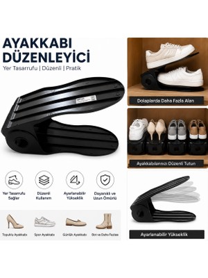 BURADABULDUN Ayarlanabilir Ayakkabı Düzenleyici Rampa - Dolap Içi Yer Tasarrufu Sağlayan Ayakkabılık 5 Adet