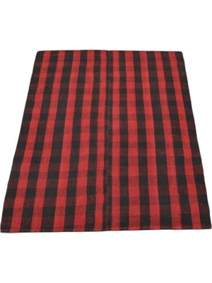 Zehra Abla Halı El Dokuma Ender Ekoseli Sofra Yün Kilim 6306 Çok RENKLI-100 x 140