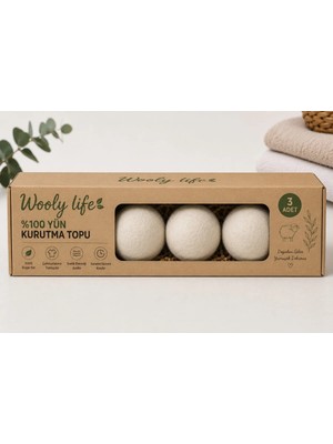 Wooly Life Çamaşır Kurutma Topu Içi Dışı Saf Yün Parçalanmaz