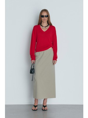 Suud Collection Taş Nora Yıkamalı Gabardin Etek