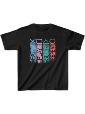 Zamerya Unisex Çocuk Baskılı T-Shirt - Siyah