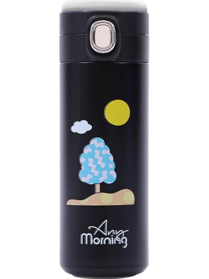 Zemira Any Morning 420 ml Paslanmaz Çelik Termos, Sızdırmaz, Vakumlu, Siyah SK22017